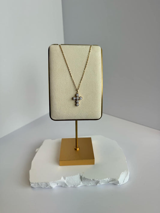 Faith Dainty Pearl Cross Necklace