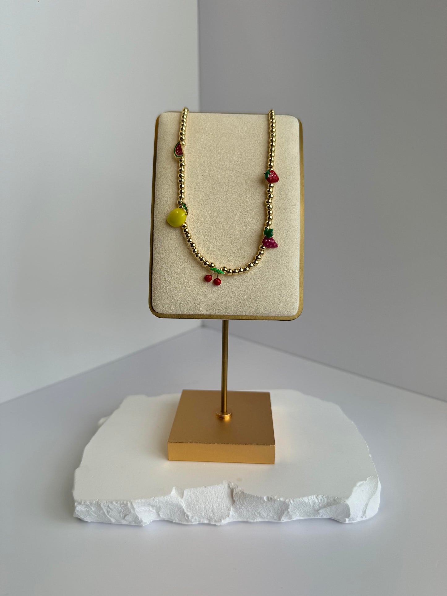 Gold Fruit Charm Necklace