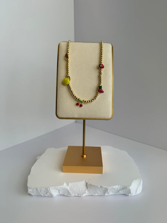 Gold Fruit Charm Necklace